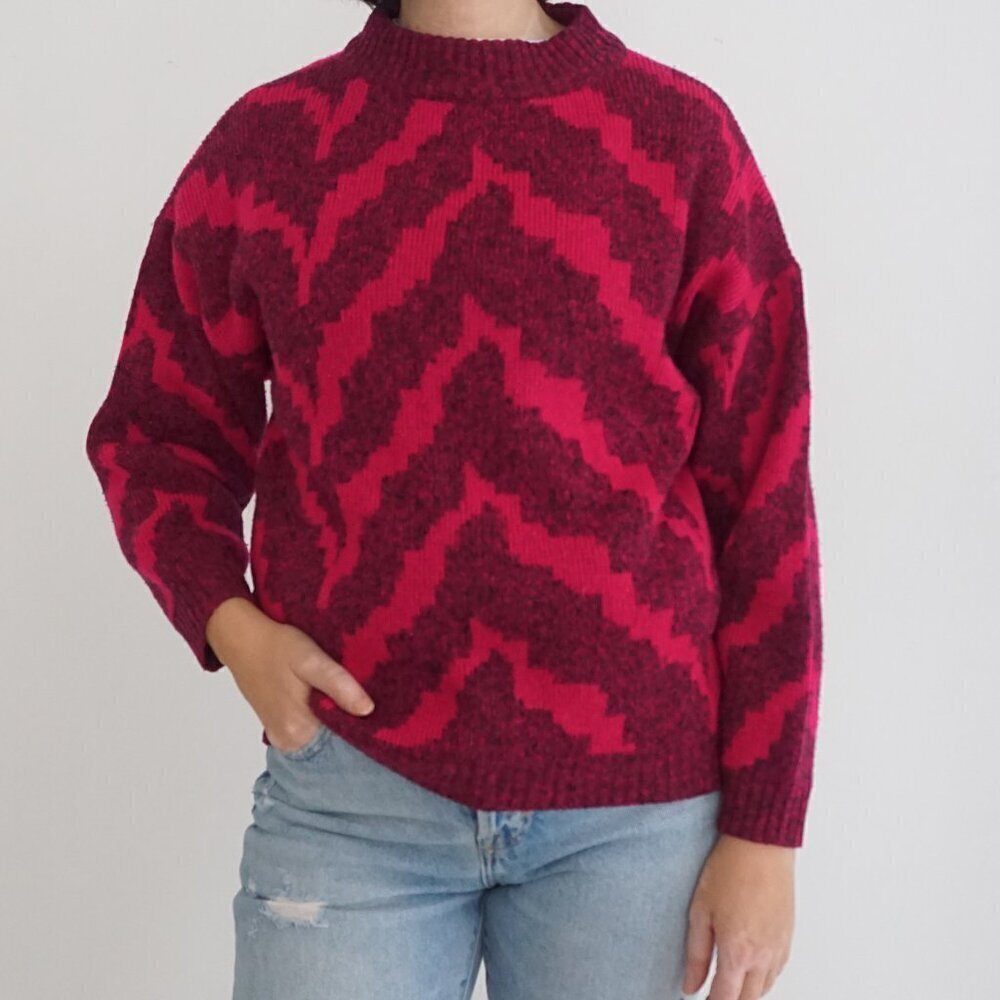 Vintage St Michael Pink Faded Black Swirls CrewNeck Sweater 36-38 M